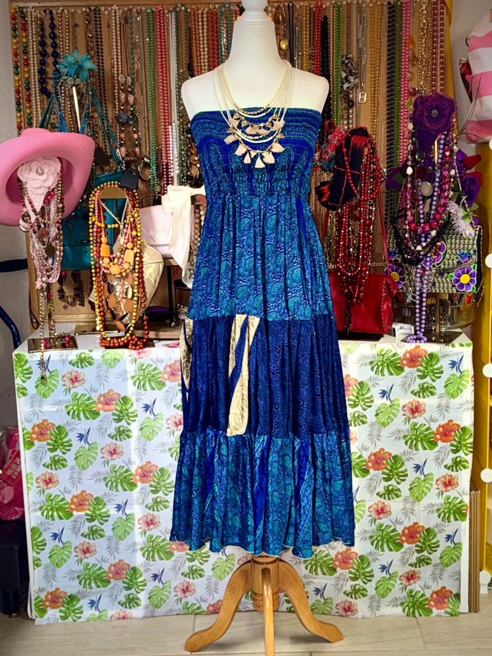 Indian Vintage Sari Silk Boho Flared Skirt/Dress #1